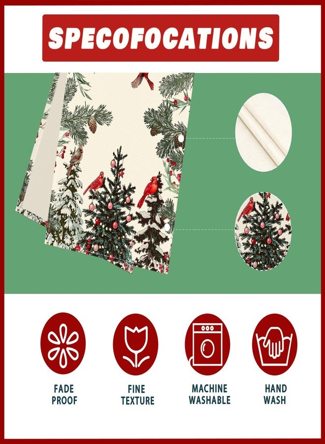 XCHI Cardinal Birds Winter Pine Tree Christmas Xmas Table Runner Table Decoration for Home Kitchen Dining Holiday Decor 13x72 Inch - Image 4